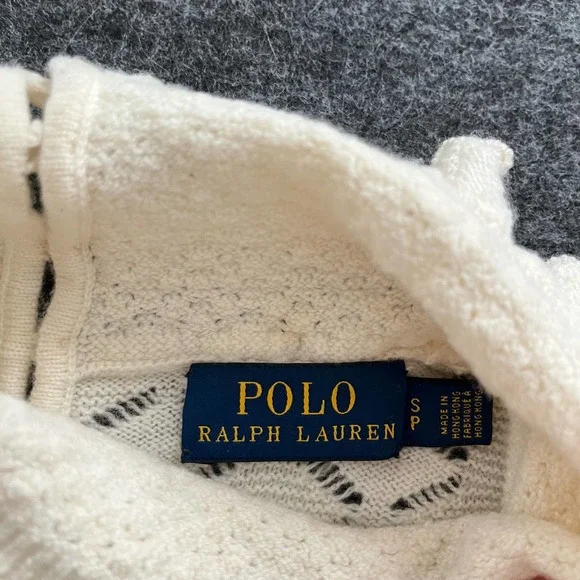 VINTAGE RALPH LAUREN BLUE LABEL MOCK NECK POINTELLE WOOL SWEATER WOMEN SIZE S